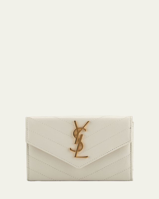 YSL Monogram Small Flap Wallet in Grained Leather